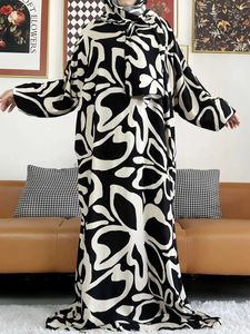 Ethnische Kleidung 2024 Muslim Cotton Ladys Abayas Ramadan Gebetskleidungsstück Dubai Türkei Nahe Osten Femme Robe Loose African Dress Turban Joint T240510