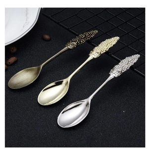 Coffee Scoops Dessert Spoon Acrylic Crystal Creative Retro Harvesting Ears Of Wheat Crafts Kitchen Utensils Ice Cream Mixing