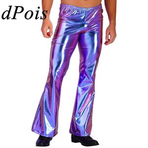 Męskie spodnie męskie musujące metalowe metalowe spodnie dyskotekowe Bell dolne spodnie klubowe odzież męskie spodnie błyszczące spodnie spustowe klub odzieży 2405