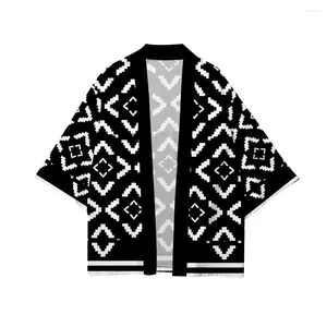 Abbigliamento etnico Fashion geometrico Shirt sciolto camicia giapponese Cardigan Women Men harajuku Kimono Blome Beach Yukata Plus size Haori