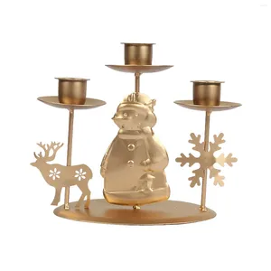 Candele Santa Claus per Christmas Shold Iron Holing Reindeer Festival Gift da pupazzo di neve 3 Compartment Disk Home Decor tavolo da pranzo