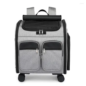 Cat Carriers Dog Carrier Bag Pet Double Shoulder Backpack Stroller Foldable Doors 2 In 1 With Wheels
