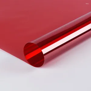 Window Stickers Red PET Decorative Colored Transpant Self-adhesive Glass Solar UV Protection Heat Resistant Film For Building