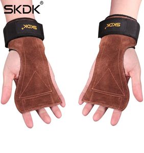 2019 SKDK Grips Cowhide Weight Lifting Handskar Gym Fitness Hand Grip Wrist Wraps Stöd CrossFit Deadlifts Training Justerbar PAD3599029