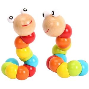 Worm Twist Puppet Cognition roliga pedagogiska leksaker Förändringsform av träblock Barn Färgglada barn Toy 240509