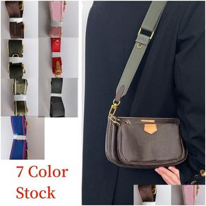 Bag delar Tillbehör 12 timmar Fast Ship Esigner Straps For Women 116cm 7 Color Crossbody BELS Belt Fashion Shoder Purse Luxury Lady Dhxo6