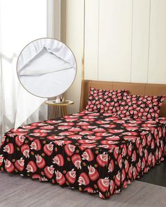 Scapa da letto Strawberry Macaron Elastico aderente da letto aderente con foglio di copertina del materasso protettore