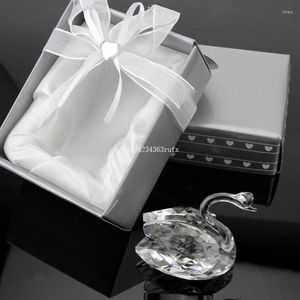 Party Favor 50st K9 Crystal Swan in Gift Box Wedding Favors and Bridal Shower Baby for Gästgåvor