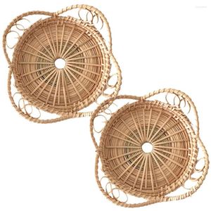 Travesseiro 2 pcs presentes placemats florais montanhas -russas rústicas fazenda rattan cafee de café tecida de jantar decorativo retro moderno bebidas