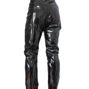 Męskie spodnie męskie spodnie seksowne ciasne spodnie Pvc sztuczna skóra mokra wygląd długi spodnie w stylu punkowym spinki długie spodnie modne ciasne męskie spodnie2405