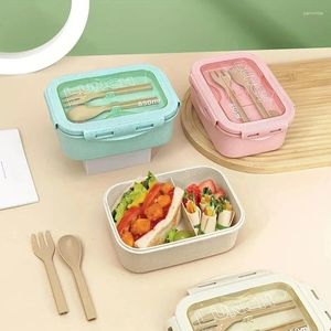 Dinnerware 1Pc Portable Microwavable Lunch Box Eco-Friendly Wheat Straw Bento Kitchen Container Home Accessories