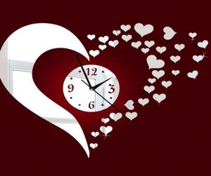 Новое зеркало Lovely Hearts Wall Art Clock Deaal Diy Mirror Wall Watch Safe Новинка Украшение детские часы Home Decor Y2001109457957