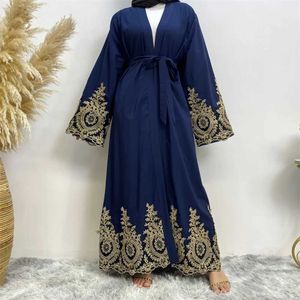 Abbigliamento etnico Modest Abaya Ramadan Femme Musulmane ricamo Kimono Turchia kaftan Abbigliamento islamico musulmano per donne Cardigan Caftan Robe T240510