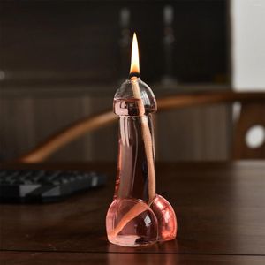 Decorative Figurines Creative Glass Oil Lamp Ornament Clear Kerosene Chimney Candlestick Lighting Tool For Home