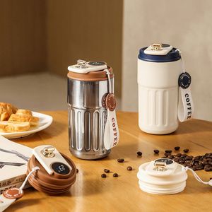 15oz rostfritt stål vakuum smart isolerad vatten kopp dubbel vägg temperatur display termos tumlare rese bilisolering kaffemuggar affärspresent HW0197