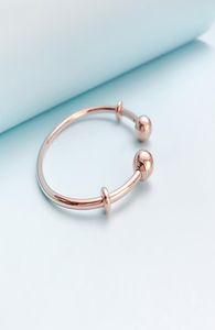 Kvinnor Rose Gold Open Bangle Armband Real Sterling Silver Wedding Designer Jewelry With Original Retail Box For Charms Armband Set6539483