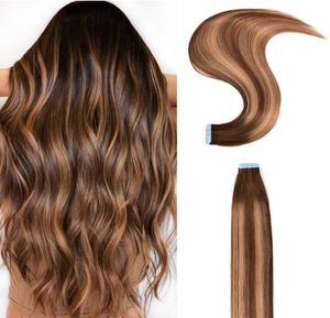 Cor de piano de cor de cabelo invisível sem costura peruca de cabelo real para mulheres fita adesiva de manchas de cabelo humano em cabelo 100% humano