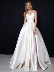 Pleat Sweetheart A Line Wedding Dress 2024 Sidoslits Vestido de Noiva Satin Appliced ​​Women Bridal Gown Bridal Party Gowns Custom Made Beach Boho Noiva Robe de Mariee