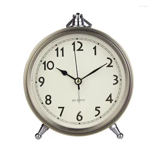 テーブルクロックアンティーク銅メタルサイレント目覚まし時計ベッドサイドデコレーションデジタルローマン