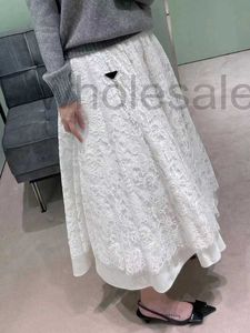 Runway Dresses designer Designer Brand Super beautiful lace pleated umbrella skirt long simple atmospheric triangle micro chapter decoration 5MOZ