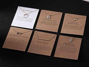 Fashion Creative Gift Gold Plated Charm Pendants Lycka till Karma Balance Make a Card Lady Women Necklace Jewelry for Girls258Z1070889