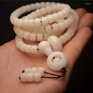 Bağlantı Bilezik Süs Beyaz Corypha Umbraculifea Bilezik108 White Jade Bodhi Kök Bileklik Namlu Beads7 9mmfactory Toptan Satış