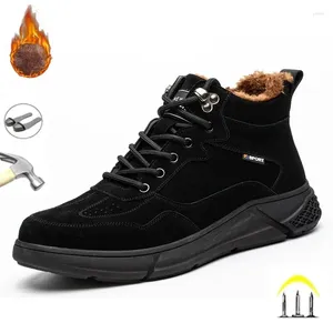 Botlar 2024 Moda Kış Sıcak Erkekler Güvenlik Ayakkabıları Yıkılamaz Çelik Toe Kaynak Erkekler için Çalışıyor SMASH ANAYASI