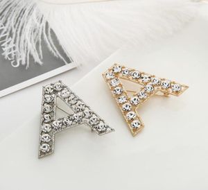 New Men Women Fashion Full Rhinestone Letters Pins Brooches GoldSilver Plated Letters Bling Bling Brooches Pins For Party Wedding5383301