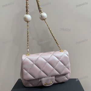 Mini słodkie projektanta 21S Błyskawica skórzana portfel Double Pearl Ball Torka na ramię Złota sprzętowa Matelasse Torba klapka Klasyczna klapa skórzana torebka 21x13 cm