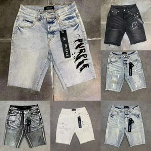 Jeans viola designer corto jeans jeans pantaloni denim maschi jeans hip hop buchi cortometraggi casual ginocchiera di jeans linght jean abbigliamento 29-40 dimensioni alte jeans viola corto 876