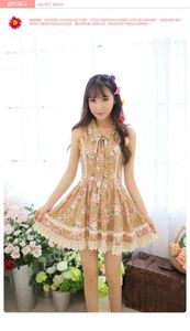 Basic Casual Dresses Liz Lisa Cotton Print Lace Sleeveless Mini DressL2405