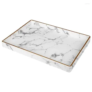 Placas Nordic Marble Leather Storage Bandeja Desktop de placa de frutas