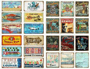 Surf Beach Tin Signs Tavana Rum Metal Plate Decor Decor для пляжного бара пляжный дом серфинг клуб Hawaii Декоративная картина8689060