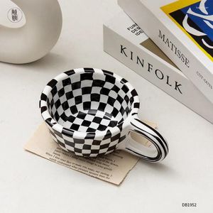 Massen klassische Schachbrett Kaffeetasse Vintage Ins Style Frühstück Milk Shop Küche Wasser Tasse Paar Geschenk