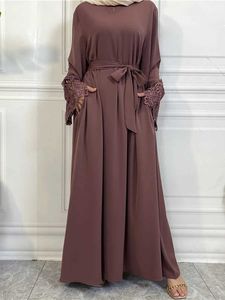 Roupas étnicas Moda muçulmana hijab dubai abaya vestidos longos mulheres com faixas Islã roupas abaya vestidos africanos para mulheres musulman djellaba t240510