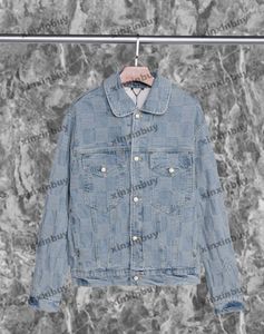 xinxinbuy Men designer Coat Jacket Craggy Checkerboard denim fabric denim 1854 long sleeve women red XS-2XL