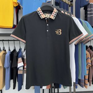 2024 Summer Mens Fashion Mathered Highted Highly Cotton Cotton Business Business Polo Shirt Top 240511