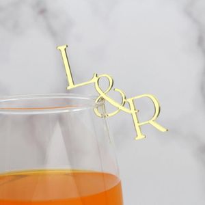 Party Supplies 50 Personalized Drink Tags Glass Topper Stirrers Custom Initial Toasting Wedding Birthday Cocktail Charms