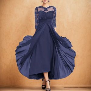 Vestidos casuais elegantes mãe da linha da noiva Apliques de chiffon Longa mulher para casamentos Pleat Vestido de Noche