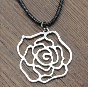 WYSIWYG 5 Pieces Leather Chain Necklaces Pendants Choker Collar Male Necklace Fashion Hollow Rose Flowers 37x36mm N6B140081583273