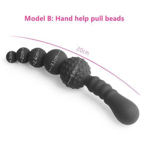 New 3 Styles Manual Black Big Pull Pull Bads Anal Plug Plug Silicone Dildo AN