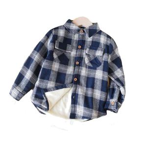 Kinderhemden Kinder Baumwollhemd Winter Baby Kleidung Jungen verdicken Blusen Veet Tops Kleinkind Sportkostüm Kind Kleidung DHMG0