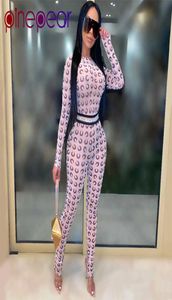 Women039s Two Piece Pants PinePear See Through Mesh Crescent Moon Print Rompers Womens Jumpsuit Long Sleeve Sexy Party Club Fas1572697