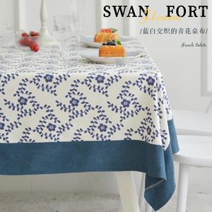 Panno da tavolo rettangolare mesa rettangolare per tovaglie blu e bianca in porcellana