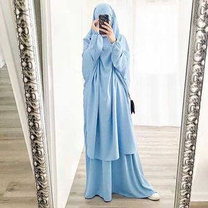 Ethnic Clothing Hooded Muslim Women Hijab Dress Full Cover Prayer Garment Jilbab Abaya Long Khimar Ramadan Gown Abaya Skirt Set Islamic Clothes T240510