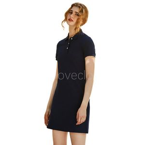 Dress 2024 New Cotton Lapel Designer Casual Short-Sleeved Pony Embroidery Dress Asian Size S-4Xl