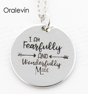 I AM FEARFULLY AND WONDERFULLY MADE Hand Stamped Engraved Inspirational Quote Pendant Charms Necklace Gift Jewelry 22MM 10PcsLo7341356005
