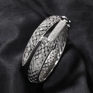Hip Hop Sword Bracelet Cuff Bangle Micro Paved Cubic Zirconia Mens Wrist Jewelry Set