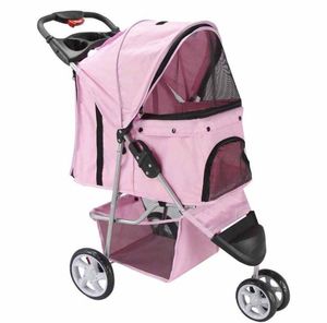 Pet Stroller Cat Dog de 3 rodas Viagem Jogger Transportador dobrável6229377