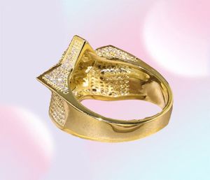 Mens Gold Ring Högkvalitativ fempointed Star Stones Fashion Hip Hop Silver Rings Jewelry279X341Q9845253